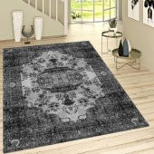 Siyah Renk Yıkanabilir İnce Yazlık Kilim - HS82104 - 5