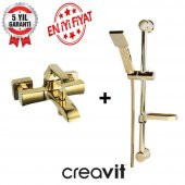 CREAVİT AVANGART 2 Li BANYO ARMATÜR BATARYA SETİ ALTIN AG2500G + SH411G - 1