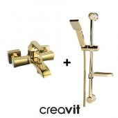 CREAVİT AVANGART 2 Li BANYO ARMATÜR BATARYA SETİ ALTIN AG2500G + SH411G - 2