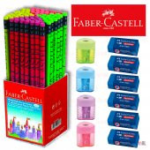 FABER CASTELL 72 KURŞUN KALEM (Krşk Renk) + 4 AÇACAK + 6 SİLGİ - 1