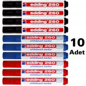 10 ADET (ALMAN EDDİNG) BEYAZ TAHTA KALEMİ KIRMIZI SİYAH MAVİ - 1