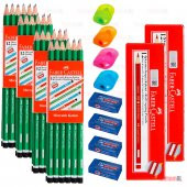 FABER CASTELL 4 KURŞUN KALEM + 2 KIRMIZI KALEM + 4 SİLGİ + 4AÇACK - 1