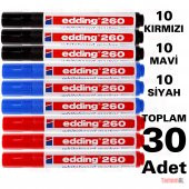 30 ADET (ALMAN EDDİNG) BEYAZ TAHTA KALEMİ KIRMIZI SİYAH MAVİ - 3