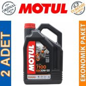 Motul 7100 4T 20W-50 4 Lt 4 Zamanlı Motosiklet Motor Yağı (2 Adet) - 1