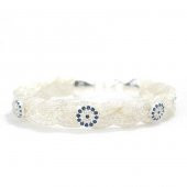 925 Ayar Gümüş Nazar Boncuğu 6 Telli El işi Örgü Zincir Bileklik thumbnail 1