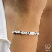 925 Ayar Gümüş Nazar Boncuğu yuvalı 4 Telli El işi Saç Örgü Bileklik thumbnail 1