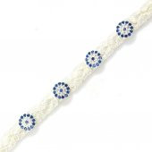 925 Ayar Gümüş Nazar Boncuğu yuvalı 4 Telli El işi Saç Örgü Bileklik thumbnail 3