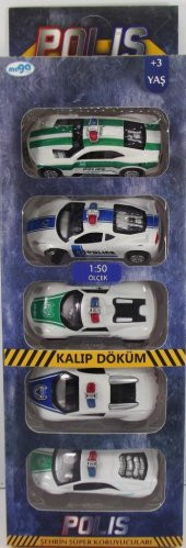 Sürtmeli Die Cast 5Li Metal Polis Araçları - 1