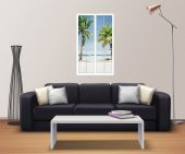 Pencere, Palmiye Ağacı, Sahil, Kumsal, Tatil, Hamak Duvar Sticker - 2