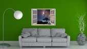 Pencere, Gece, Yıldızlar Duvar Sticker - 2