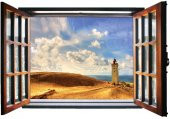 Pencere, Deniz Feneri Duvar Sticker - 1
