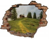 Kırık Tuğla, Ev, Doğa, Yeşil Duvar Sticker - 1