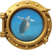 GEMİ, DENİZALTI, PENCERE, DENİZ KAPLUMBAĞASI DUVAR STİCKER - 1