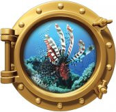 GEMİ, DENİZALTI, PENCERE, ASLAN BALIĞI DUVAR STİCKER - 1