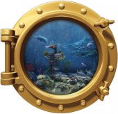 GEMİ, DENİZALTI, PENCERE, BALIK, ÇOCUK ODASI DUVAR STİCKER - 1