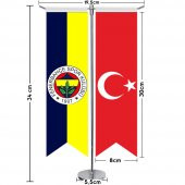 Fenerbahçe Spor Kulübü (FB) Bayrağı ve Türkiye - Kırlangıç - Saten T direk 2li Masa Bayrağı - 2