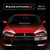 Mitsubishi Lancer Evolution X Logo Kırmızı Beyaz 2 Renkli Sticker, Araba, Etiket, Çıkartma, Modifiye - 1