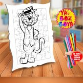 Sevimli Kedi Çizgi Film Tatlı Kedi Çocuk Boyama Puzzle Tablo-tc1 - 1