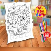 Bambi ve Sevimli Tavşan Eğitici Boyama Puzzle Tablo Çocuk-566 - 1