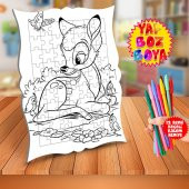 Sevimli Bambi Ceylan Eğitici Boyama Puzzle Tablo Çocuk-555 - 1
