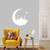 Ay Yıldız Camii Silüeti Dini Dekoratif Duvar Sticker, Çıkartma, Etiket - 2
