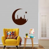 Ay Yıldız Camii Silüeti Dini Dekoratif Duvar Sticker, Çıkartma, Etiket - 3