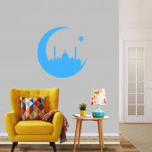 Ay Yıldız Camii Silüeti Dini Dekoratif Duvar Sticker, Çıkartma, Etiket - 5