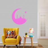 Ay Yıldız Camii Silüeti Dini Dekoratif Duvar Sticker, Çıkartma, Etiket - 6