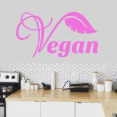 Vegan Yazılı Yaprak Silüet Dekoratif Duvar Sticker, Çıkartma, Etiket - 6
