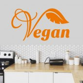 Vegan Yazılı Yaprak Silüet Dekoratif Duvar Sticker, Çıkartma, Etiket - 9