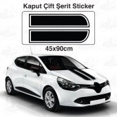 Çift Şerit Kaput Siyah Sticker Oto Sticker, Araba, Etiket, Çıkartma, Modifiye, Tuning, Arma - 1