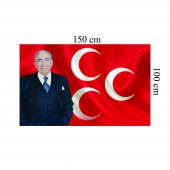 Alparslan Türkeş ve 3 Hilal Kırmızı Sancak Bayrak MHP (100x150)cm - 4
