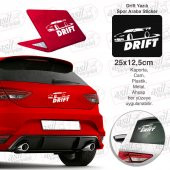 Drift Yazılı Spor Araba Çizim Beyaz Sticker, Araba, Oto, Etiket, Tuning, Aksesuar, Modifiye, Arma, - 1