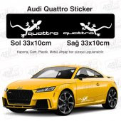 2 Adet Audi Quattro Kertenkele Beyaz Sticker, Araba, Oto, Etiket, Tuning, Aksesuar, Modifiye, Arma, - 1