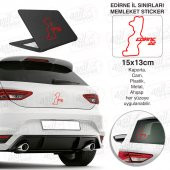 Edirne İli 22 Plaka Kodu Memleket Kırmızı Yarış Pisti Sticker - Oto Araba Etiket, Aksesuar, Tuning - 1