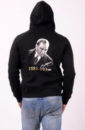 Kemal Atatürk - İmzalı Uzun Kollu Kapşonlu SweatShirt - 2