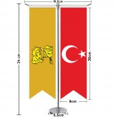 Uygur Kağanlığı Bayrağı -17 Eski Türk Devletleri ve Türkiye-Kırlangıç-Saten T direk 2li Masa Bayrağı - 2