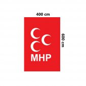 Bozkurt Hilal Kırmızı Sancak Bayrak MHP Üç Hilal Sancağı (400x600 cm) - 4