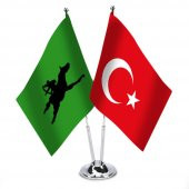 Avar İmparatorluğu ve Türkiye - İkili Saten Masa Bayrağı - 1