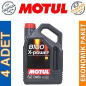 Motul 8100 X-Power 10W-60 4 Lt Tam Sentetik Motor Yağı (4 Adet) - 1