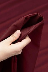 Tek Kişilik 100 Pamuklu Penye Lastikli Çarşaf | Bordo - 5