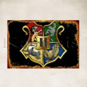 Harry Potter Hogwarts Logo Baskılı Ahşap Poster 1z - 1