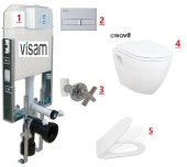 VİSAM-CREAVİT TP325 - NKP KAPAK - GÖMME REZERVUAR ASMA KLOZET SETİ 5 Lİ - 1