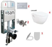 VİSAM-CREAVİT TP325 - ŞİMPA KAPAK - GÖMME REZERVUAR ASMA KLOZET SETİ 5 Lİ - 1
