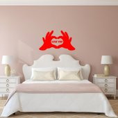 Kalp Sembolü Love Yazılı El Silüeti Dekoratif Duvar Sticker, Çıkartma, Etiket - 4