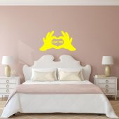 Kalp Sembolü Love Yazılı El Silüeti Dekoratif Duvar Sticker, Çıkartma, Etiket - 7