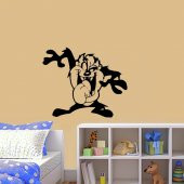Çizgi Dizi Karakteri Tazmanya Canavarı Silüeti Dekoratif Çocuk Odası Duvar Sticker, Çıkartma, Etike - 1