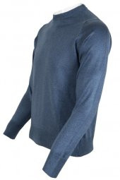 Erkek Kazak Klasik Normal Kesim Yünlü RAR00491 Mavi - 3