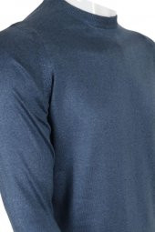 Erkek Kazak Klasik Normal Kesim Yünlü RAR00491 Mavi - 4