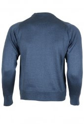 Erkek Kazak Klasik Normal Kesim Yünlü RAR00491 Mavi - 5